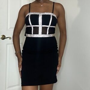 BCX Black Mini Dress with Silver Accents